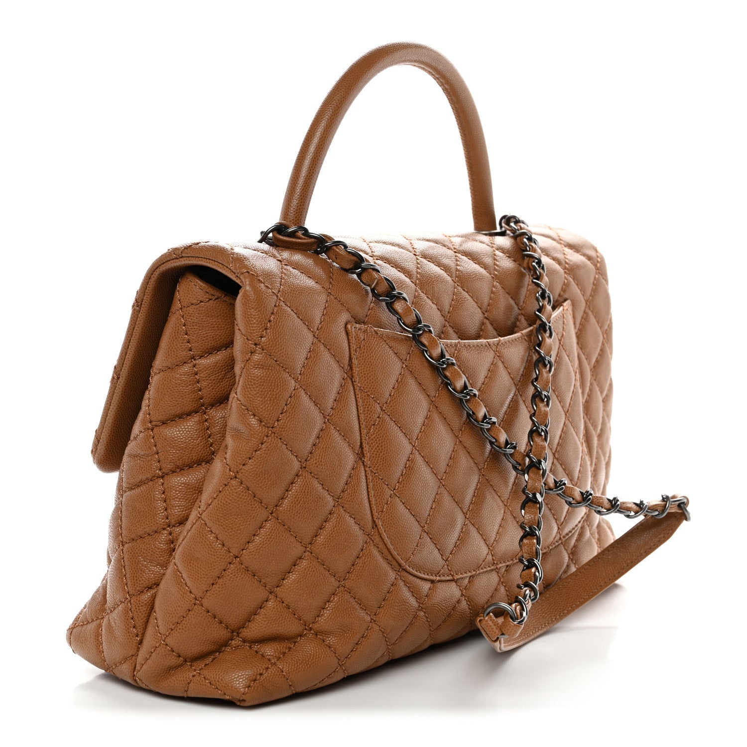 Caviar Quilted Medium Coco Handle Flap Camel