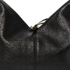 Crinkled Calfskin Macrocannage Large Voyage Bag Black