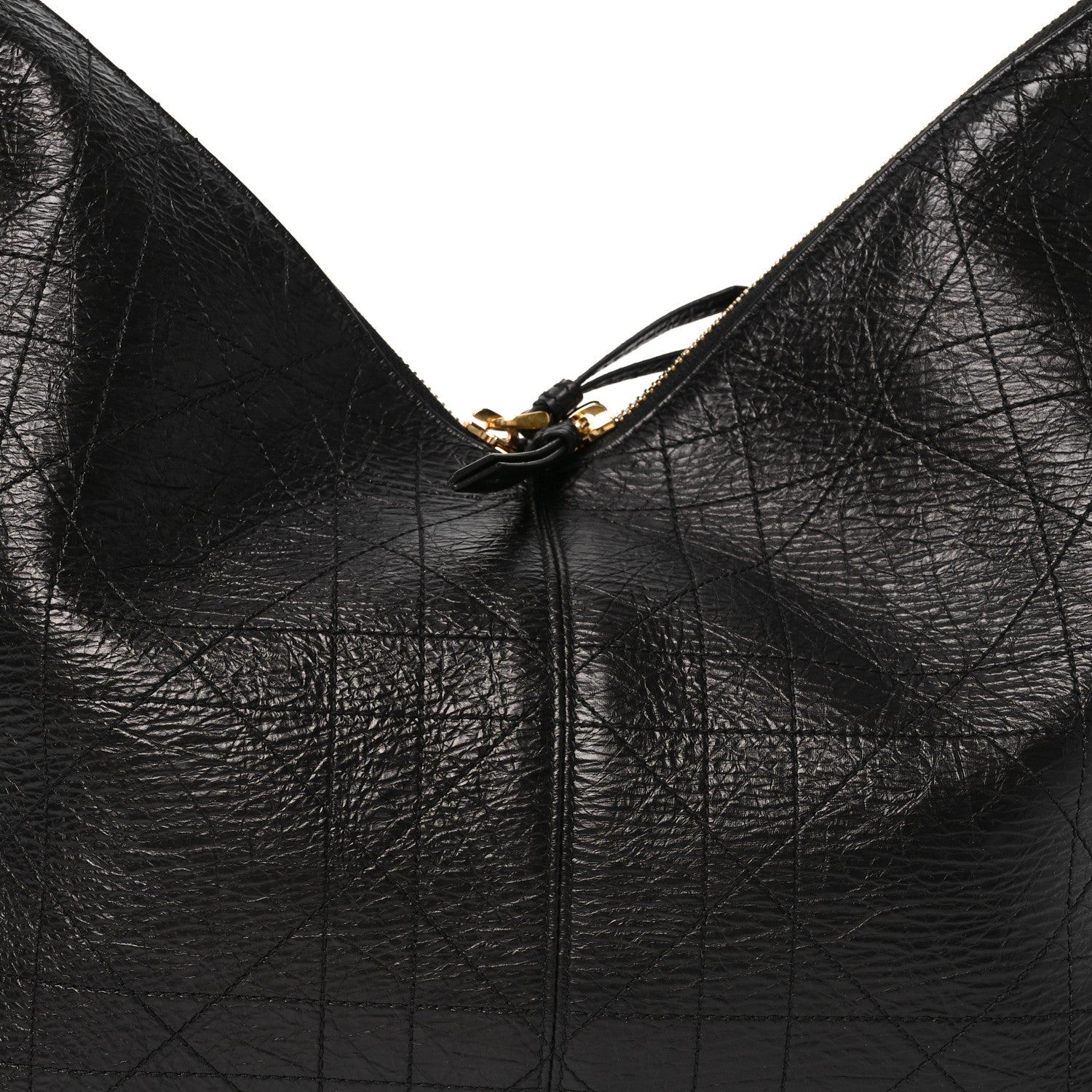 Crinkled Calfskin Macrocannage Large Voyage Bag Black