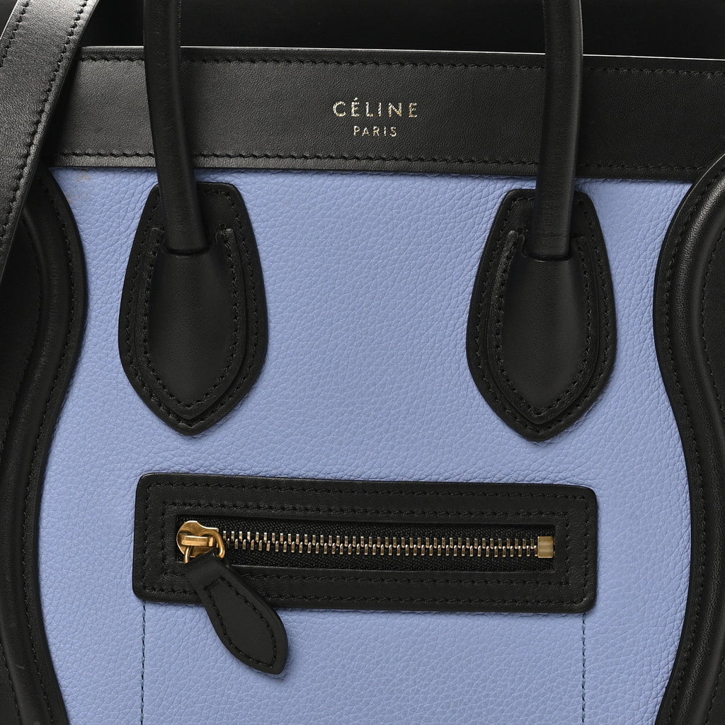 Drummed Calfskin Nubuck Nano Tri-Color Luggage Stone Blue Black
