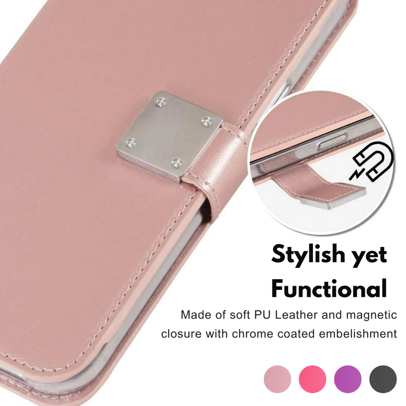 Entronix Case Compatible with iPhone 17 - Foldable Leather Wallet, Card Holder & Lanyard