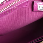 Tweed Quilted Mini Clutch With Chain Purple