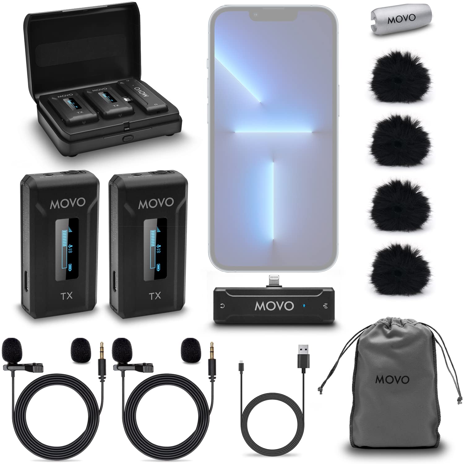 Movo WMX-2-L-DUO Dual Wireless Mic for Lightning