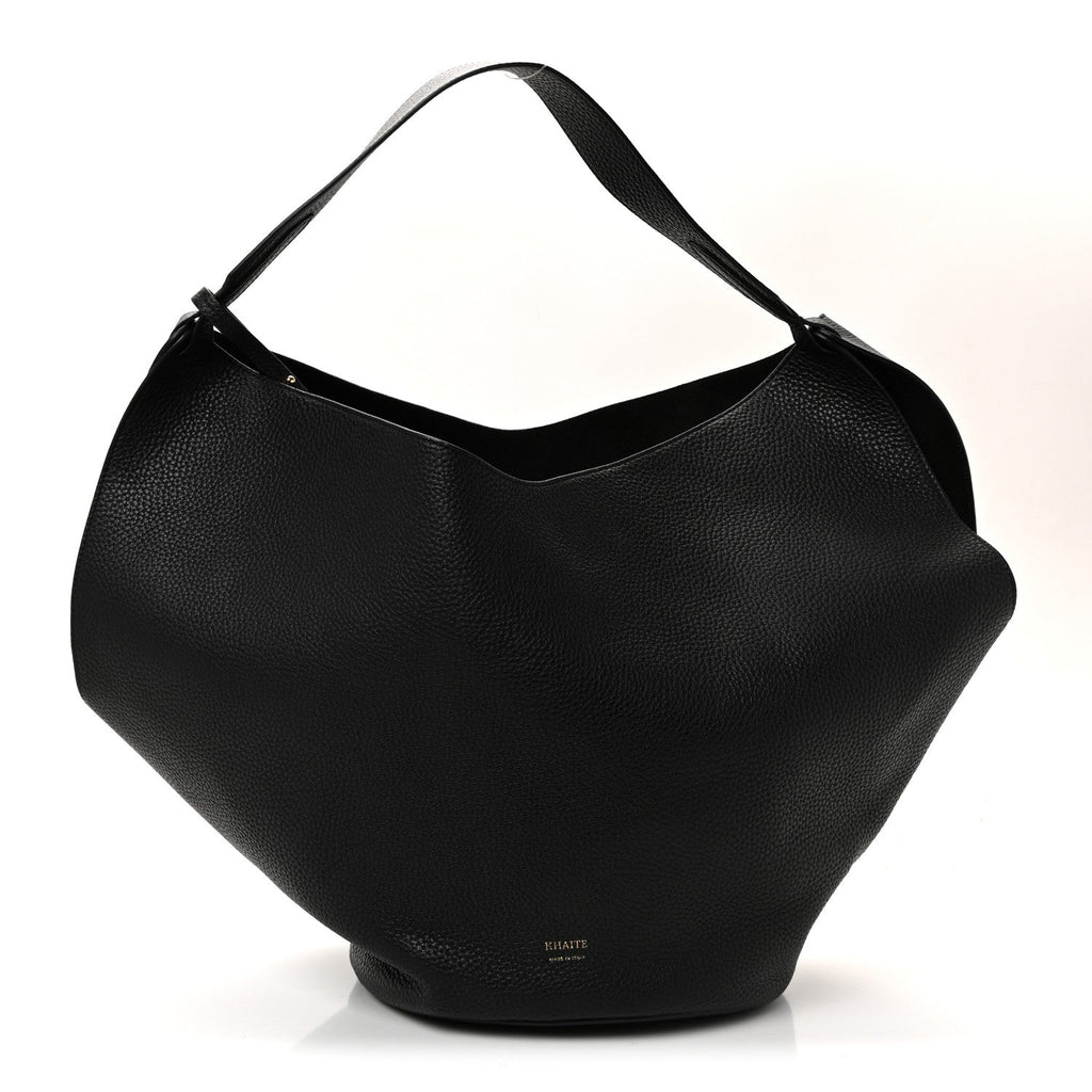 Pebbled Sport Calfskin Medium Lotus Tote Black
