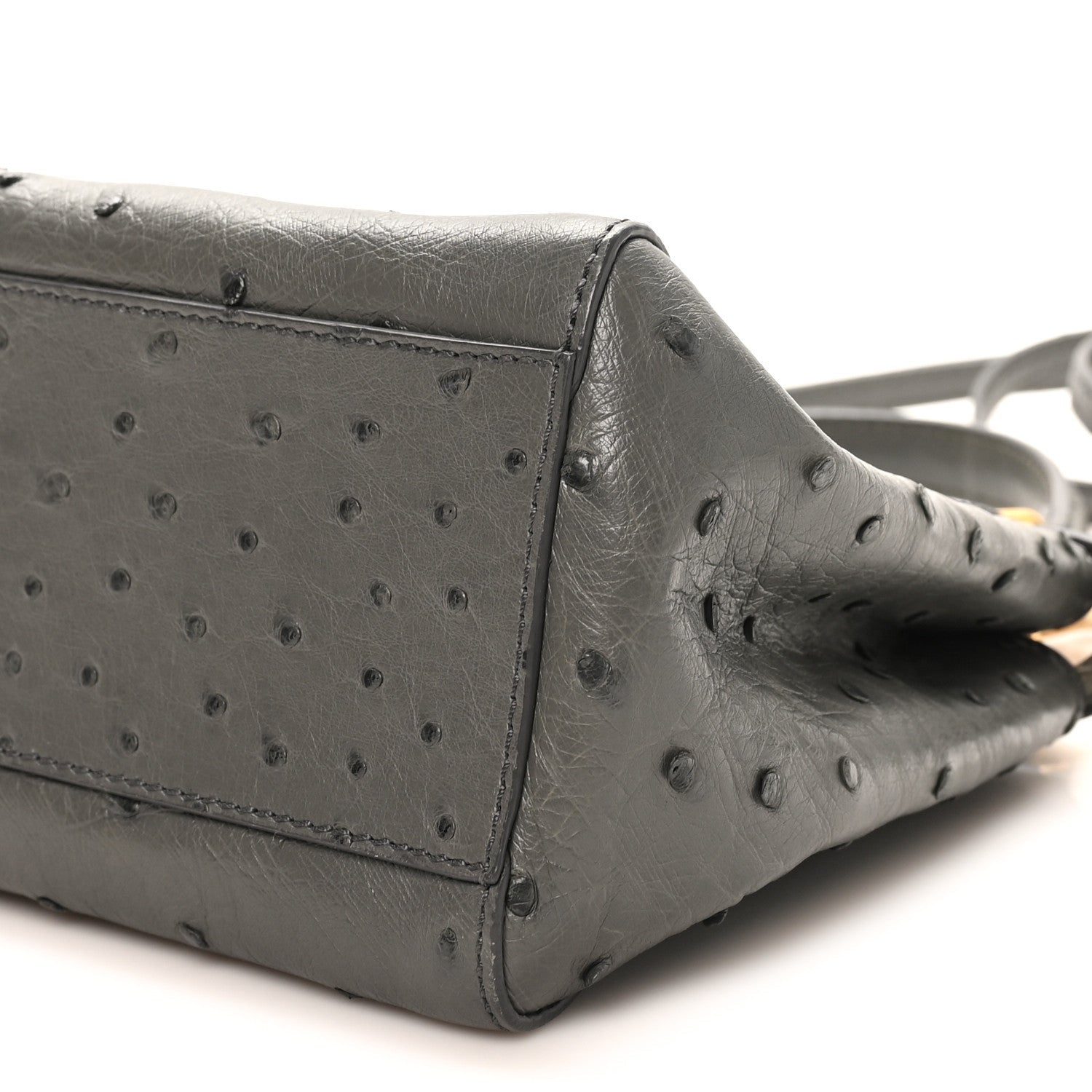Ostrich Shiny Nappa Mini Peekaboo Iconic Satchel Grey
