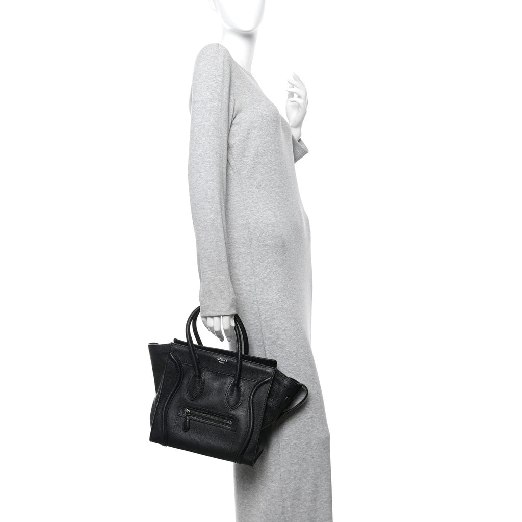 Drummed Calfskin Micro Luggage Black