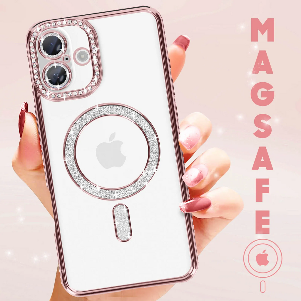 Entronix [Magnetic] Case Compatible with iPhone 16 - [Clear Back] Luxury Diamonds