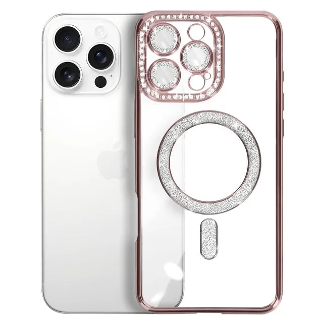 Entronix [Magnetic] Case Compatible with iPhone 14 Pro Max - [Clear Back] Luxury Diamonds