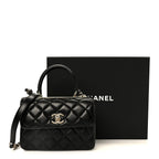 Lambskin Quilted Small Trendy CC Dual Handle Flap Bag Black