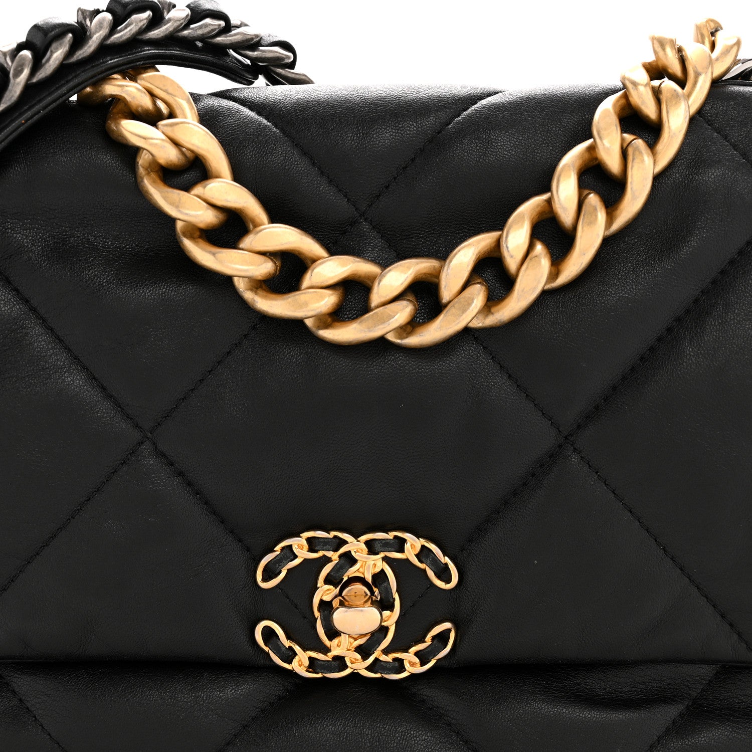 Lambskin Quilted Large Chanel 19 Flap Black
