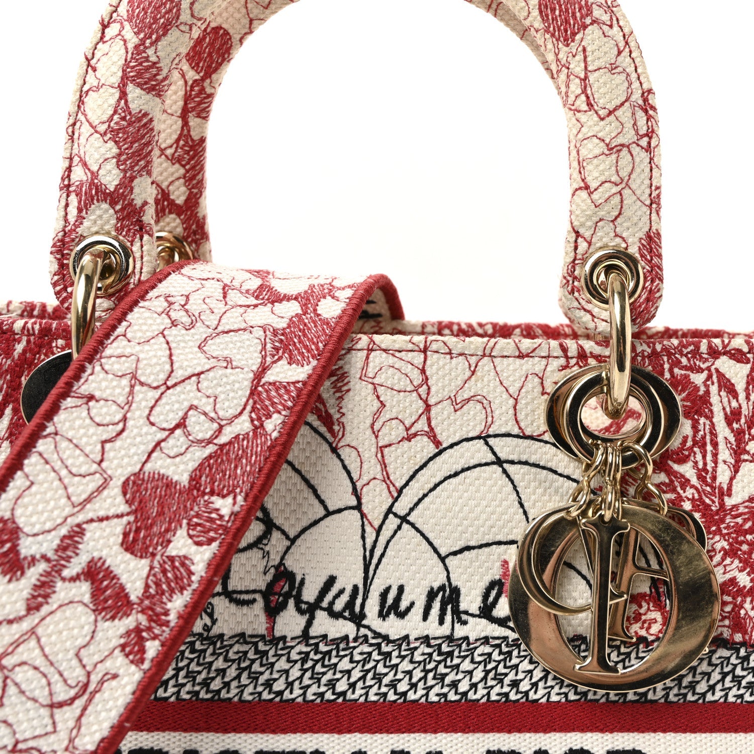 Canvas Embroidered Medium Dioramour D-Royaume Lady D-Lite Red Multicolor