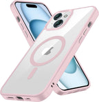 Entronix [Magnetic] Case Compatible with iPhone 15 - [Clear Back] Soft Matte Frame