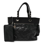 Coated Canvas Quilted Large Paris Biarritz Tote Black