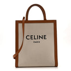 Canvas Calfskin Small Vertical Cabas Natural Tan