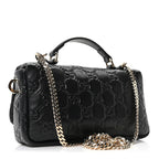 Lambskin Embossed Mini GG Milano Top Handle Shoulder Bag Black