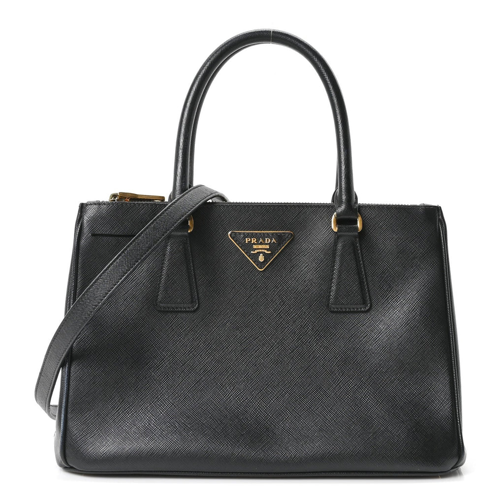 Saffiano Small Galleria Double Zip Tote Black