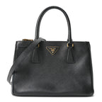 Saffiano Small Galleria Double Zip Tote Black