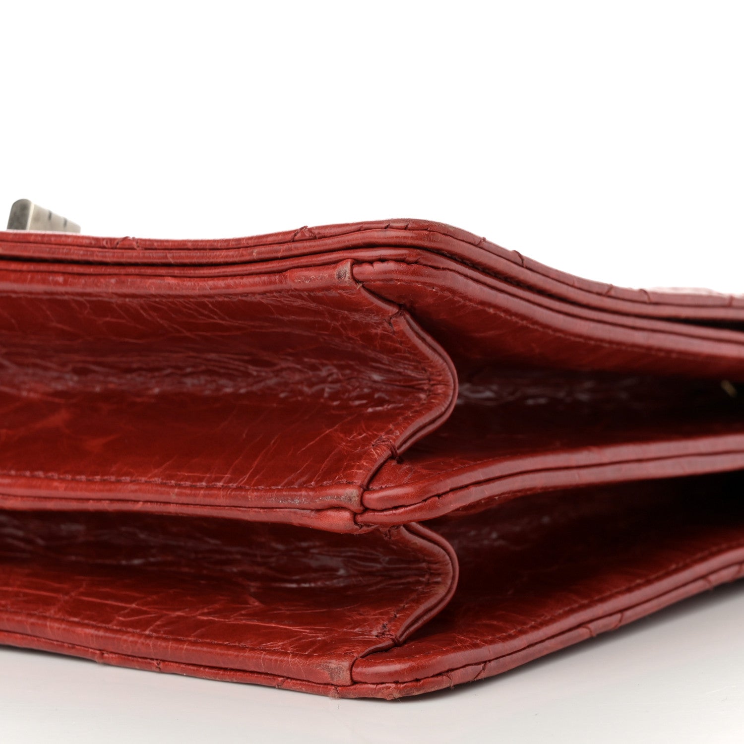 Glazed Calfskin Quilted Rita Top Handle Flap Red