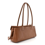 Grained Calfskin Stitched Urban Essentials Small Shopping Bag Camel