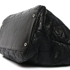 Glazed Calfskin Large On The Road Tote Black