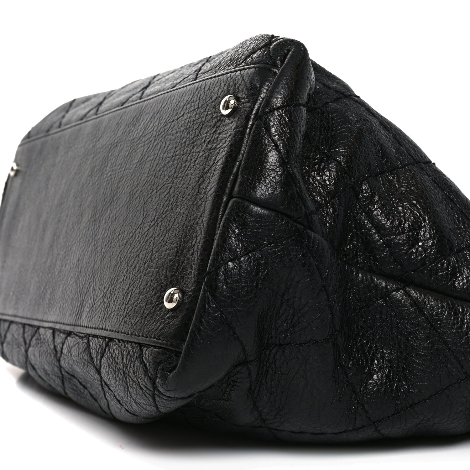 Glazed Calfskin Large On The Road Tote Black