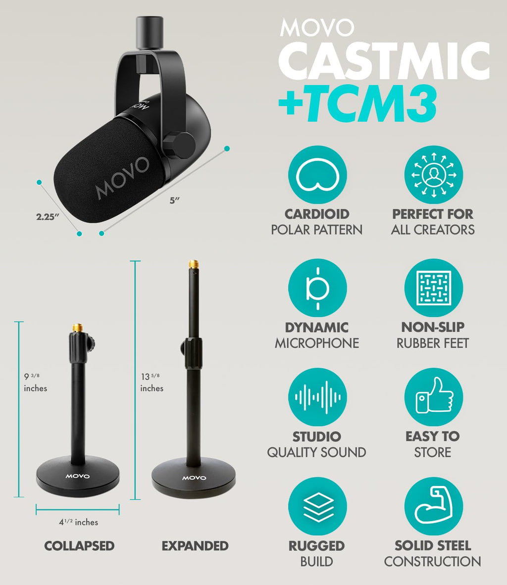Movo PodPro-T Portable Podcasting Bundle for 2 for Smartphones and Computers