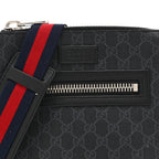 GG Supreme Monogram Web Small Flat Messenger Bag Black Grey