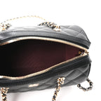 Caviar Quilted Barrel Clutch With Chain Black