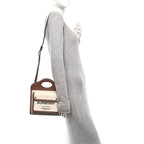 Canvas Smooth Calfskin Two Tone Mini Pocket Bag Natural Malt Brown