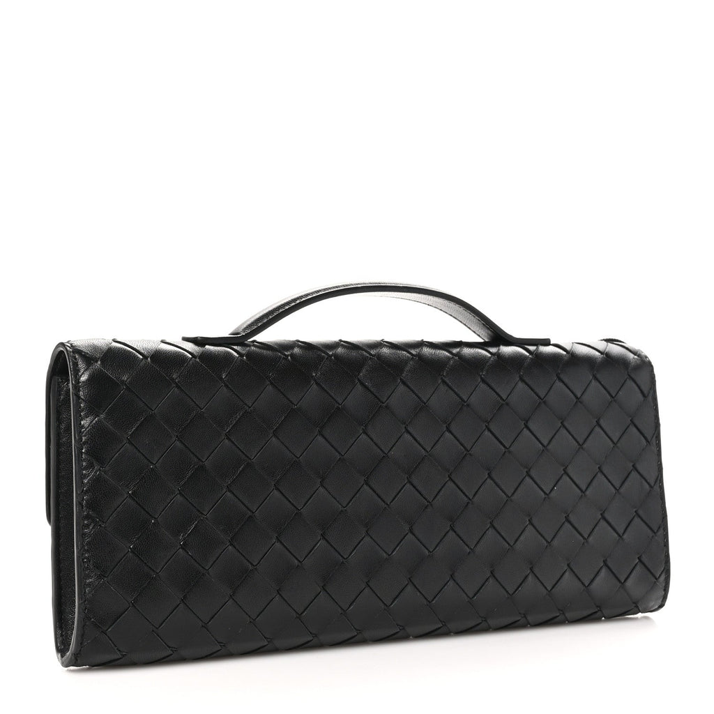 Nappa Intrecciato Long Andiamo Top Handle Clutch Black
