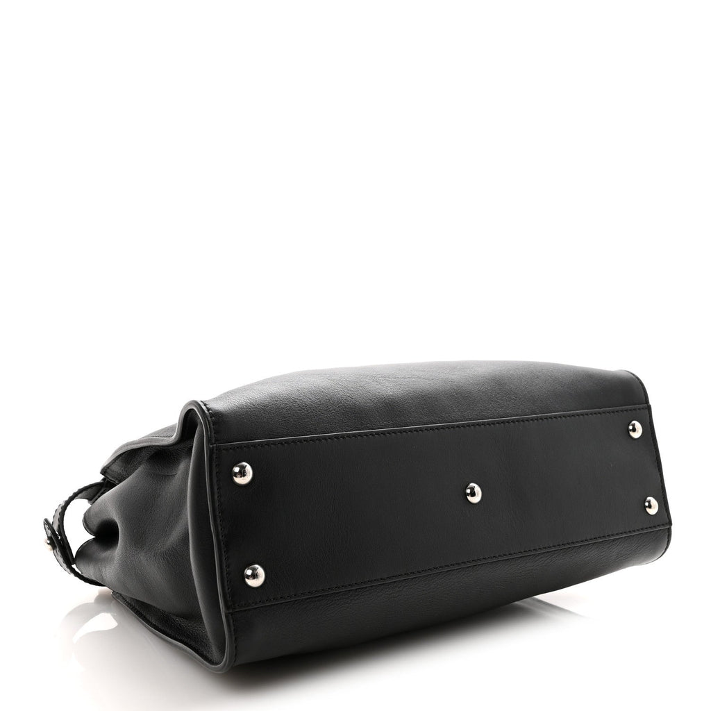 Vitello Seta Snakeskin Crocodile Monster Eyes Medium Peekaboo Iconic Satchel Black Girasole
