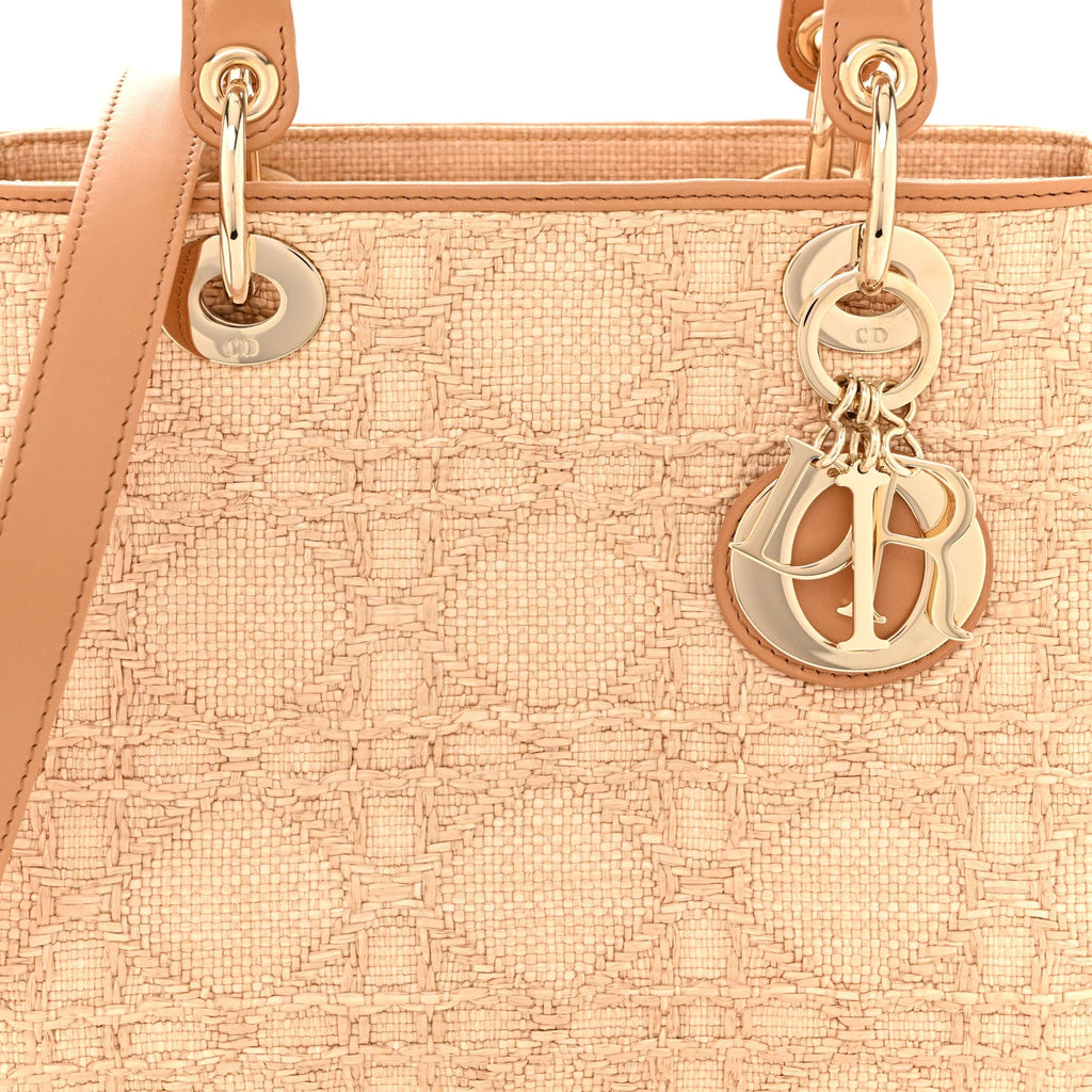 Raffia Medium Lady Dior Bag Beige