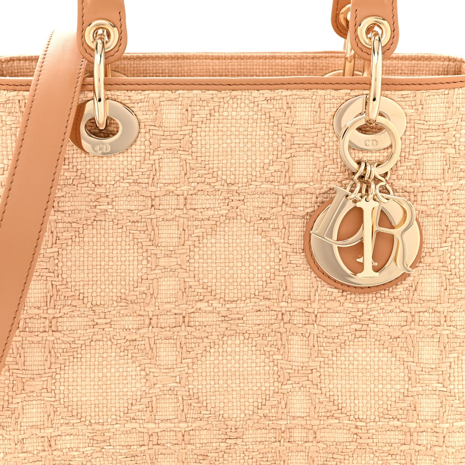 Raffia Medium Lady Dior Bag Beige