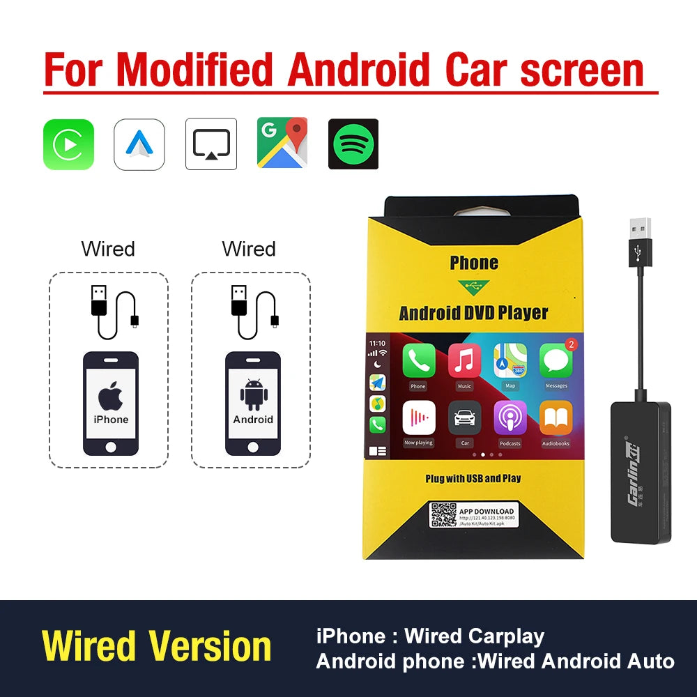 Carlinkit USB Wireless CarPlay and Android Auto Dongle with AI Box and Mirrorlink for Android Car Radios