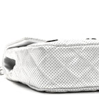 Perforated Metallic Lambskin Small CC Medals Flap Silver