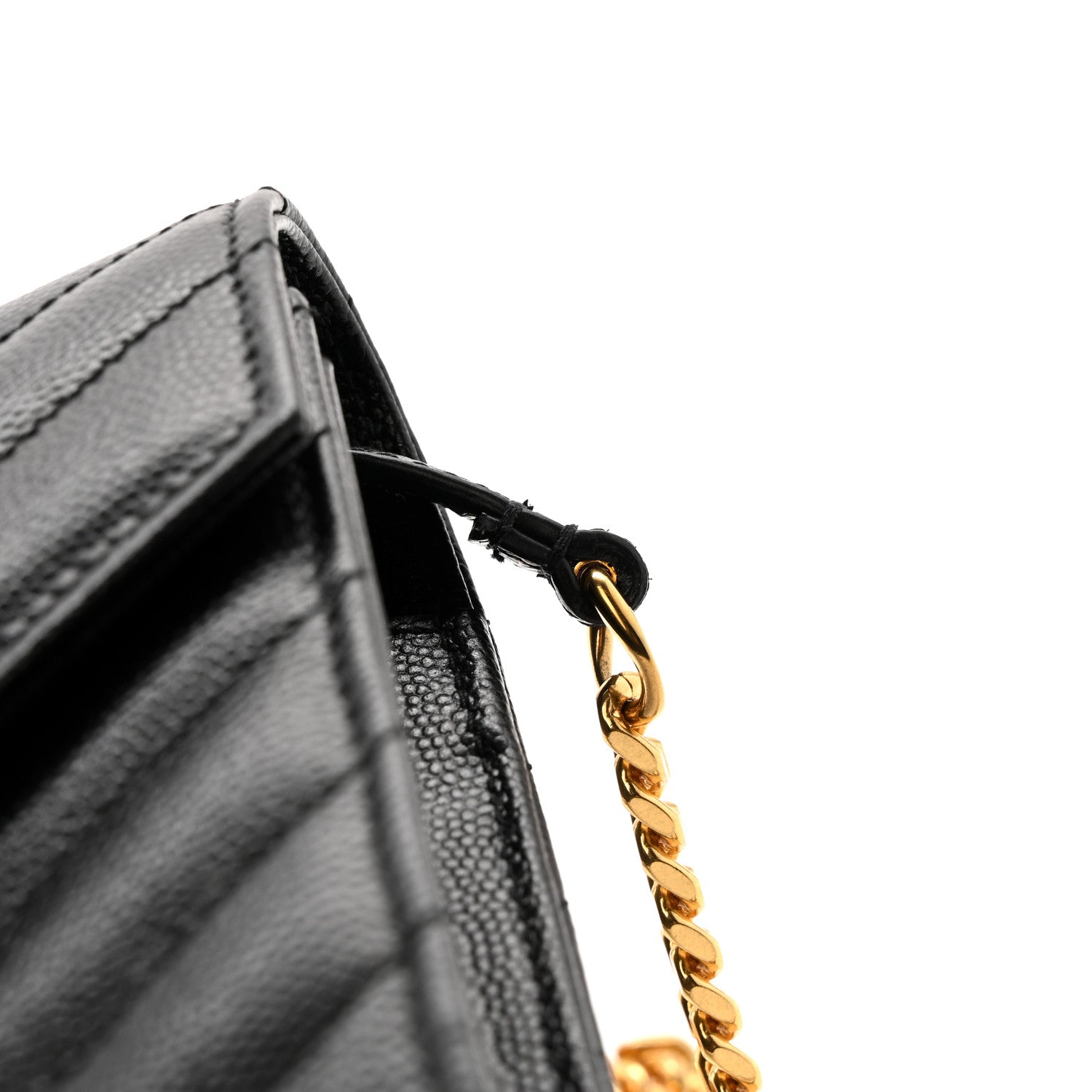 Grain De Poudre Matelasse Chevron Monogram Chain Wallet Black