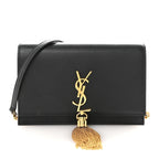 Smooth Calfskin Classic Monogram Kate Tassel Chain Wallet Black