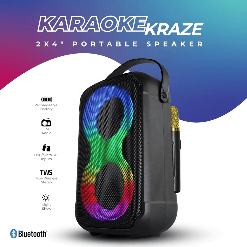 Karaoke Kraze 2x 4-Inch Portable Bluetooth Speaker
