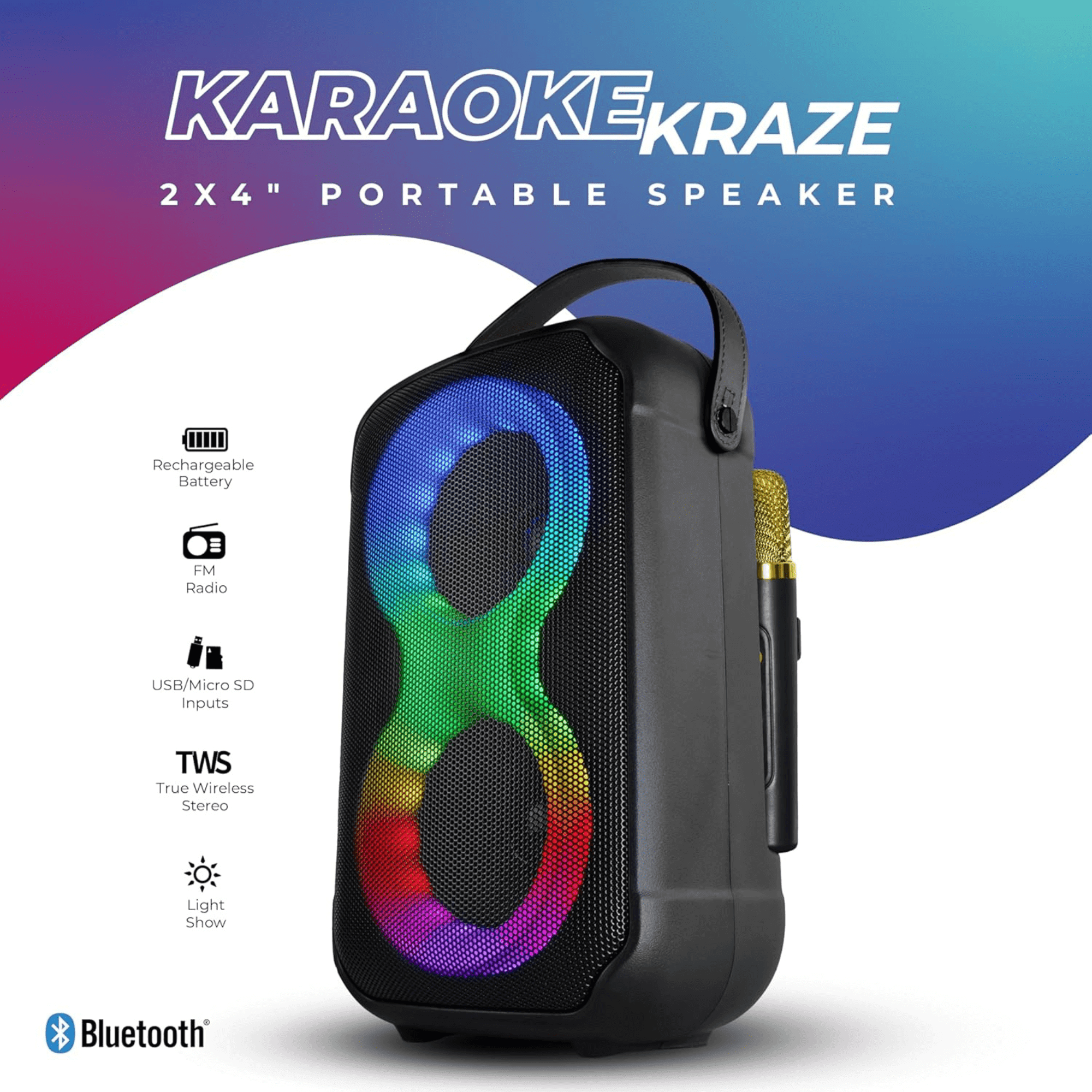Karaoke Kraze 2x 4-Inch Portable Bluetooth Speaker