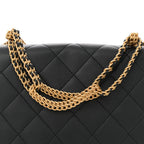 Lambskin Quilted Chain To Chain Flap Black