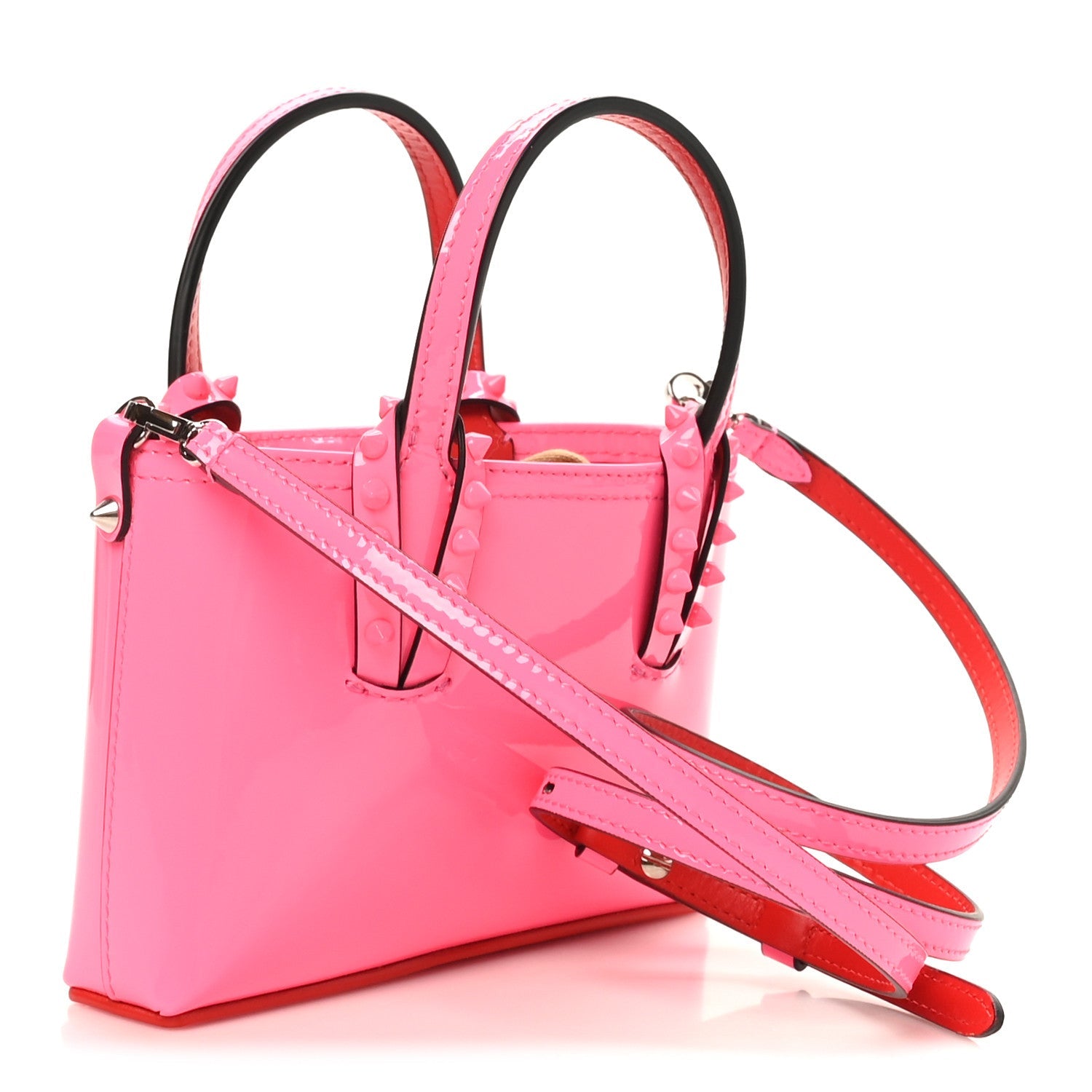 Patent Calfskin Spikes Mini East West Cabata Tote Poupidou