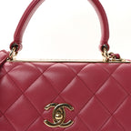 Lambskin Quilted Small Trendy CC Flap Dual Handle Bag Dark Pink