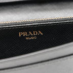 Saffiano Metal Flap Wallet With Strap Black
