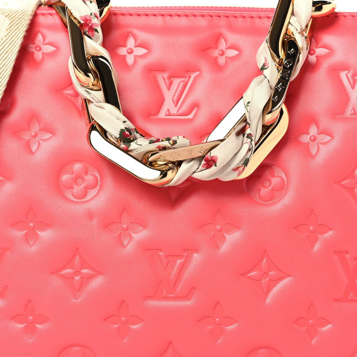 Lambskin Embossed Monogram Coussin PM Coral