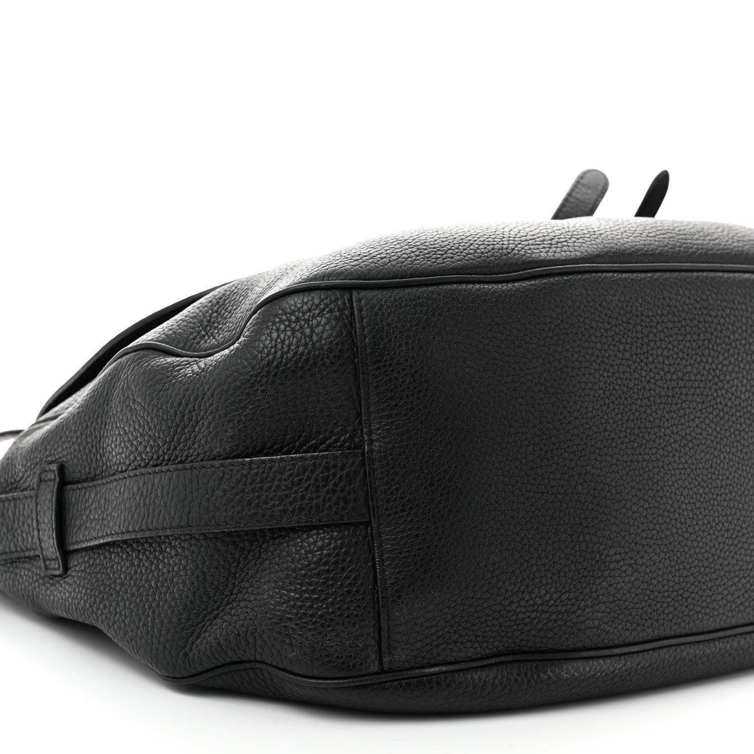 Grained Calfskin Saddle Soft Bag Black