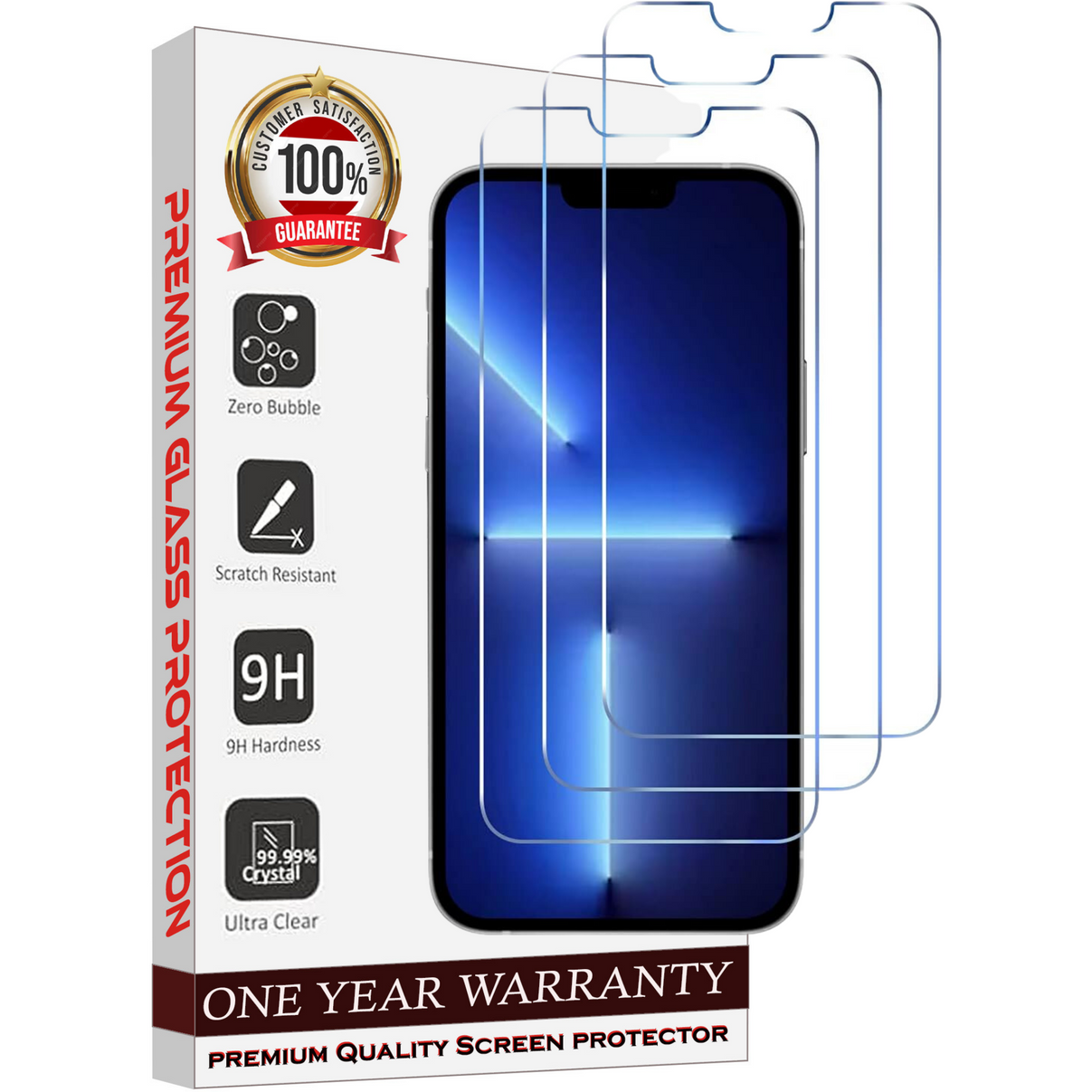 Entronix Clear Screen Protector Compatible with iPhone 13 - 3-Piece Combo