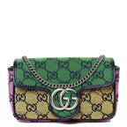 Monogram Multicolor Matelasse Diagonal Super Mini GG Marmont Shoulder Bag Green Blue Yellow Light Blue Pink