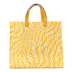 X SARAH COLEMAN Glazed Canvas Vitello King FF Vertigo Shopping Tote Bag Mimosa White