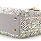 Calfskin Satin Celestial Bead Embroidery Embroidered Small Lady Dior Grey Multicolor