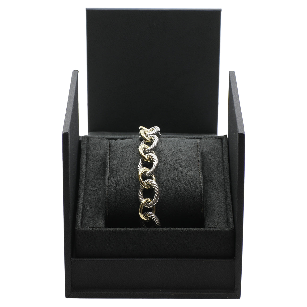 David Yurman Armband Sterling Silber 18K Gelbgold 12mm Ovalglieder